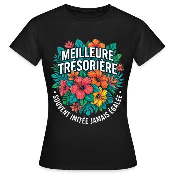 Métier Meilleur Trésorière Fleurs - T-shirt Femme - noir - Devant - AI Model Female 172 dark (172cm)