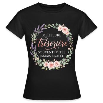 Métier Meilleur Trésorière Fleurs - T-shirt Femme - noir - Devant - AI Model Female 172 dark (172cm)