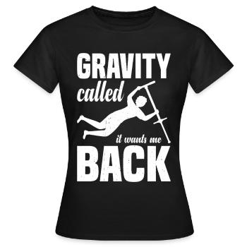 La gravité l’a appelée, il veut que je revienne Pogo Stick Jumping - T-shirt Femme - noir - Devant - AI Model Female 172 dark (172cm)