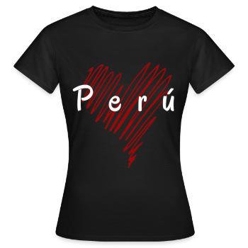 J’aime le Pérou, le cœur du Pérou - T-shirt Femme - noir - Devant - AI Model Female 172 dark (172cm)