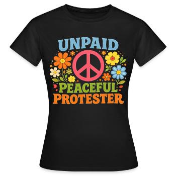 Manifestation pacifique non rémunérée Retro Flowers - T-shirt Femme - noir - Devant - AI Model Female 172 dark (172cm)