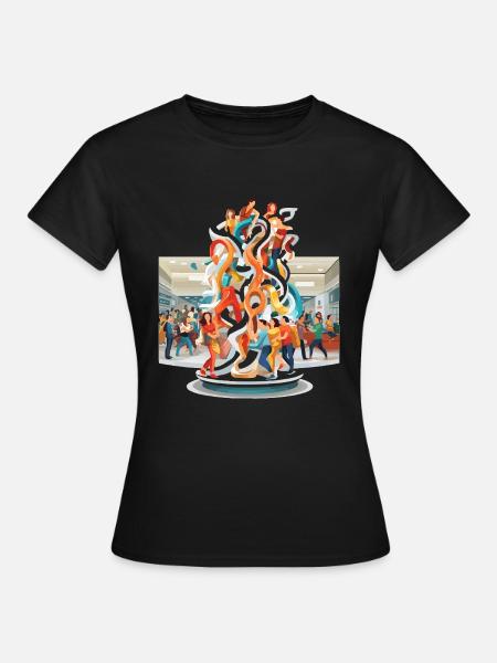 Farbwirbel Begegnungen Skulptur - Frauen T-Shirt - Schwarz