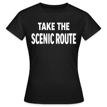 Prenez la route panoramique Abenteuer Reise Spruch - T-shirt Femme - noir - Devant - AI Model Female 172 dark (172cm)