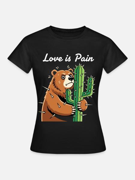 Bär Kaktus - Frauen T-Shirt - Schwarz