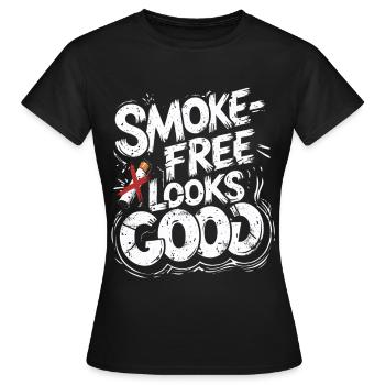 Ancien fumeur non fumeur, sans fumée, a l’air bien - T-shirt Femme - noir - Devant - AI Model Female 172 dark (172cm)