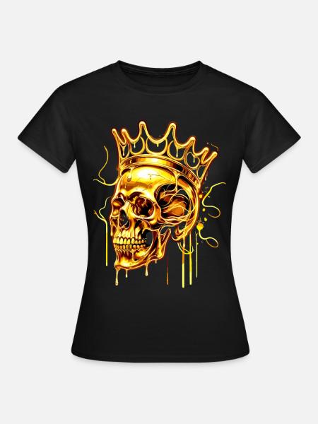 Golden Melting Skull Crown - Frauen T-Shirt - Schwarz