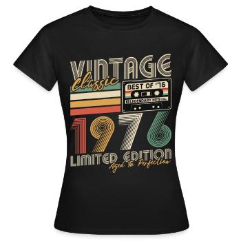 Vintage 1976 Jahrgang Retro Geburtstag Geschenk - Frauen T-Shirt - Schwarz - Vorne - AI Model Female 172 dark (172cm)