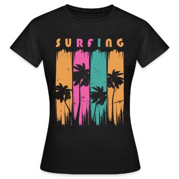 Surf Surfen Surfer - Frauen T-Shirt - Schwarz - Vorne - AI Model Female 172 dark (172cm)