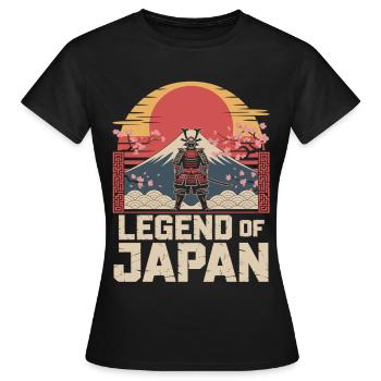 T-shirt de samouraï japonais Soleil rétro en fleurs de cerisier - T-shirt Femme - noir - Devant - AI Model Female 172 dark (172cm)