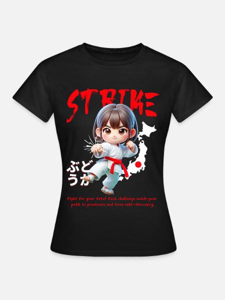 Chibi Karateheld Strike - Frauen T-Shirt - Schwarz
