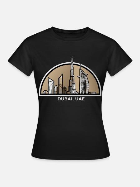 Dubai Skyline Burj Khalifa Wüstenmetropole - Frauen T-Shirt - Schwarz