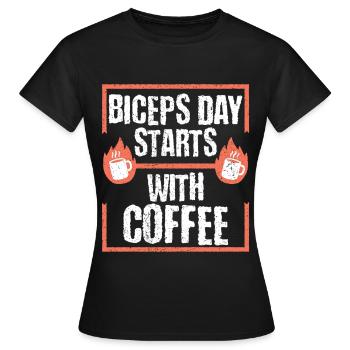 Gymnase de bodybuilders pour entraînement des biceps biceps - T-shirt Femme - noir - Devant - AI Model Female 172 dark (172cm)