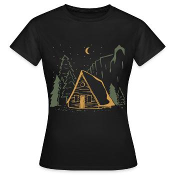 Mondbeschienene rustikale Hüttennacht - Frauen T-Shirt - Schwarz - Vorne - AI Model Female 172 dark (172cm)