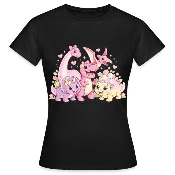 Cute Girl Dino Troop - Women's T-Shirt - black - Front - AI Model Female 172 dark (172cm)