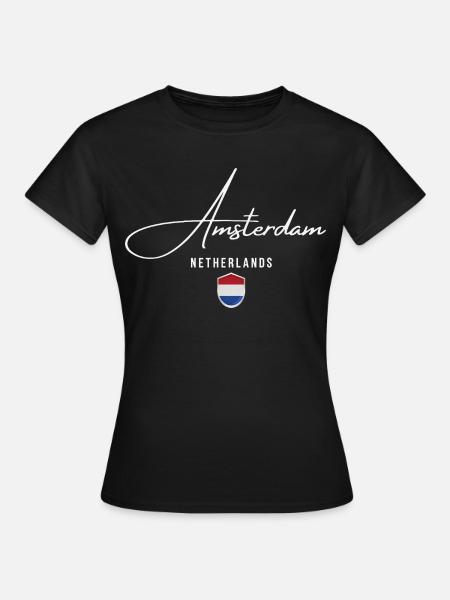 Amsterdam Holland, elegantes Design Amsterdam - Frauen T-Shirt - Schwarz