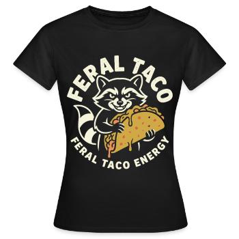 Feral Taco Energy Raccoon Motif - Women's T-Shirt - black - Front - AI Model Female 172 dark (172cm)