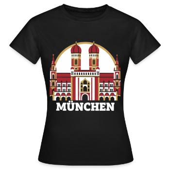 München Skyline Frauenkirche - Frauen T-Shirt - Schwarz - Vorne - AI Model Female 172 dark (172cm)