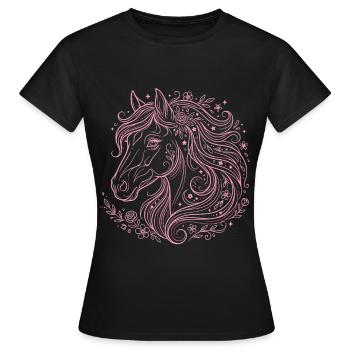 Horse Head Horse Riding - Women's T-Shirt - black - Front - AI Model Female 172 dark (172cm)