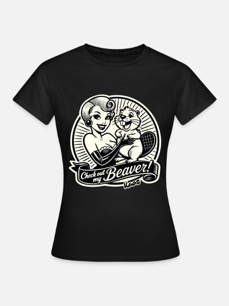 Retro Beavers Pin-up-Logo - Frauen T-Shirt - Schwarz