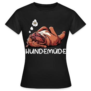Hundemüde Bordeaux Dogge Bordeauxs Bordeaux Doggen - Frauen T-Shirt - Schwarz - Vorne - AI Model Female 172 dark (172cm)