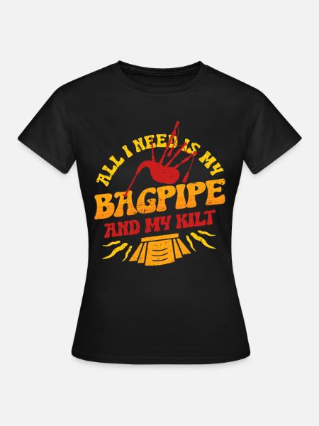 Dudelsack Dudelsackspieler Sackpfeife - Frauen T-Shirt - Schwarz