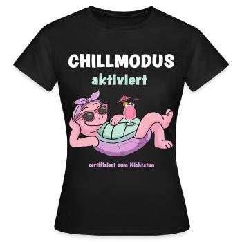 Schildkröte Chillmodus aktiviert: Pinke Lounge - Frauen T-Shirt - Schwarz - Vorne - AI Model Female 172 dark (172cm)