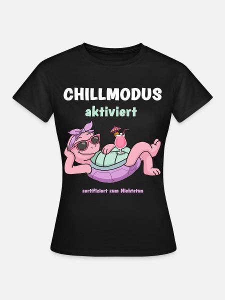 Schildkröte Chillmodus aktiviert: Pinke Lounge - Frauen T-Shirt - Schwarz