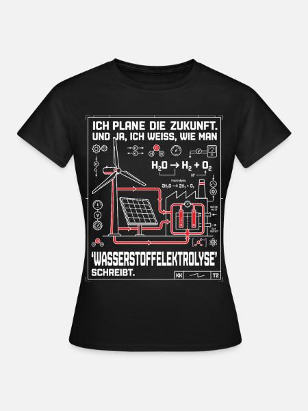 Ingenieur Plan Wasserstoffelektrolyse - Frauen T-Shirt - Schwarz