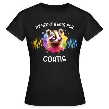 Nasenbär Herzlinie - Frauen T-Shirt - Schwarz - Vorne - AI Model Female 172 dark (172cm)