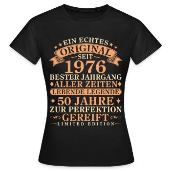 Echtes Original seit 1976 – 50. Geburtstag - Frauen T-Shirt - Schwarz - Vorne - AI Model Female 172 dark (172cm)