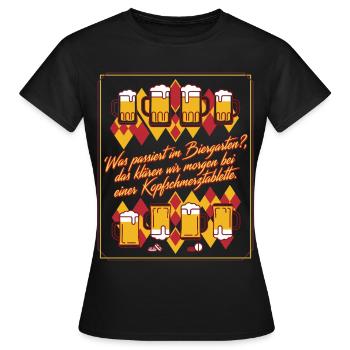 Biergarten Kater Humor - Frauen T-Shirt - Schwarz - Vorne - AI Model Female 172 dark (172cm)