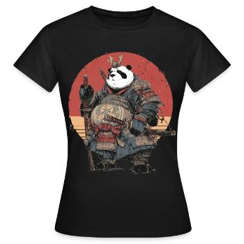 Panda-Samurai in robuster Rüstung - Frauen T-Shirt - Schwarz - Vorne - AI Model Female 172 dark (172cm)