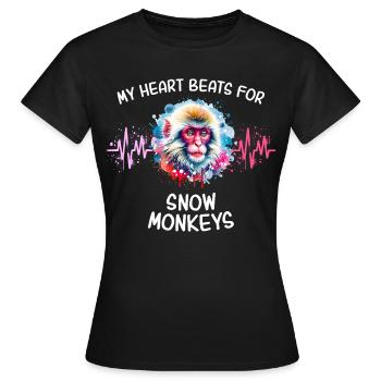 Schneeaffe Herzlinie - Frauen T-Shirt - Schwarz - Vorne - AI Model Female 172 dark (172cm)