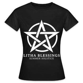 Litha Pagan: Sommersonnenwende, Mittsommer, Mittsommer, Mittsommer. - Frauen T-Shirt - Schwarz - Vorne - AI Model Female 172 dark (172cm)
