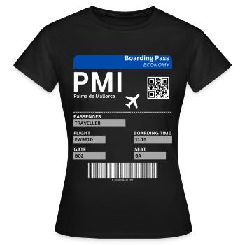 Mallorca Flugticket Design Boarding Pass Shirt  - Frauen T-Shirt - Schwarz - Vorne - AI Model Female 172 dark (172cm)