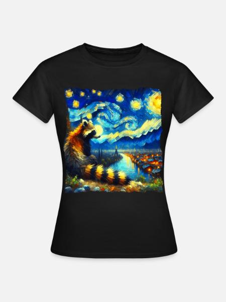 Nasenbär Starry Night - Frauen T-Shirt - Schwarz