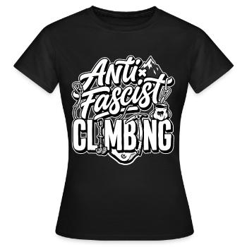 Antifaschistischer Bergtee besteigen - Frauen T-Shirt - Schwarz - Vorne - AI Model Female 172 dark (172cm)