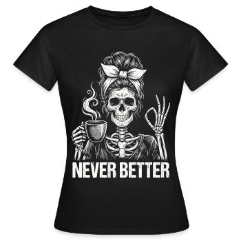 Coffee, coffee drinker, coffee drinker, funny - Women's T-Shirt - black - Front - AI Model Female 172 dark (172cm)