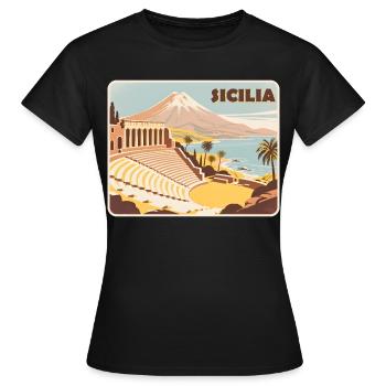 Sizilien - Frauen T-Shirt - Schwarz - Vorne - AI Model Female 172 dark (172cm)