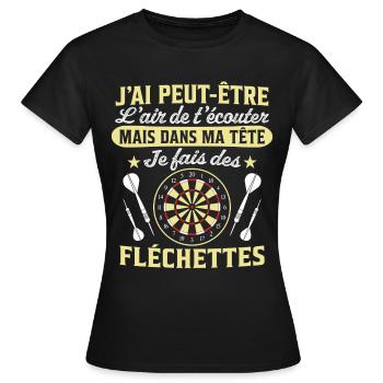  joue aux fléchettes - T-shirt Femme - noir - Devant - AI Model Female 172 dark (172cm)