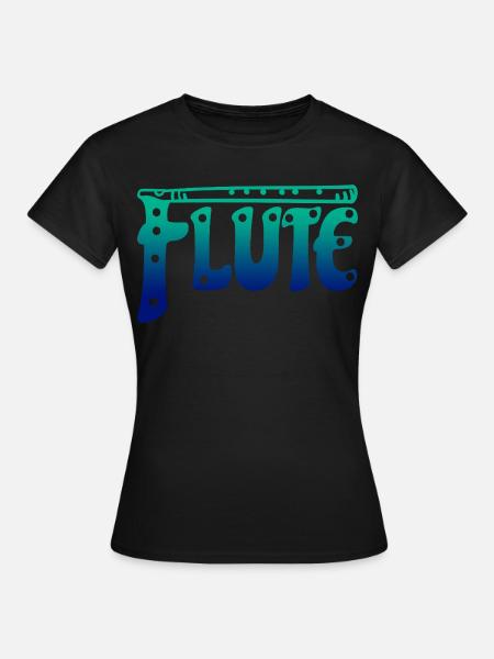 Gradient Flöte Typografie Musikliebhaber - Frauen T-Shirt - Schwarz