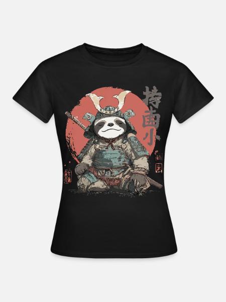 Faultier-Samurai-Rüstung - Frauen T-Shirt - Schwarz