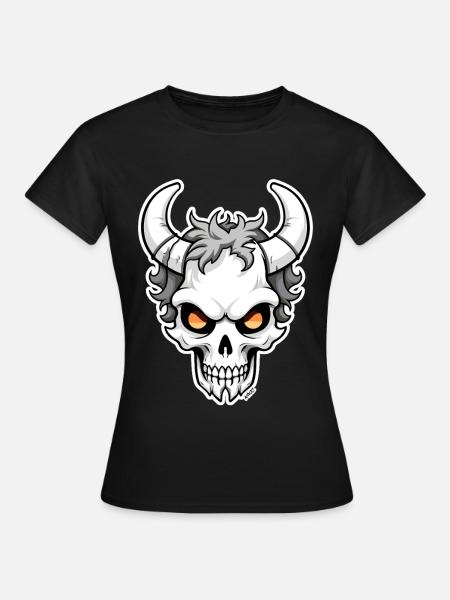 Horned Skull Ember Eyes - Frauen T-Shirt - Schwarz