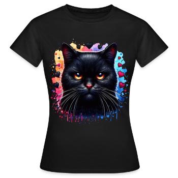 Black cat - Women's T-Shirt - black - Front - AI Model Female 172 dark (172cm)