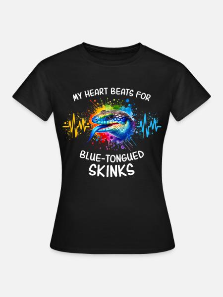 Blauzungenskink Herzlinie - Frauen T-Shirt - Schwarz
