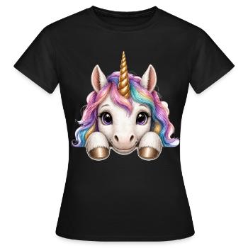 Unicorn with rainbow mane - Women's T-Shirt - black - Front - AI Model Female 172 dark (172cm)