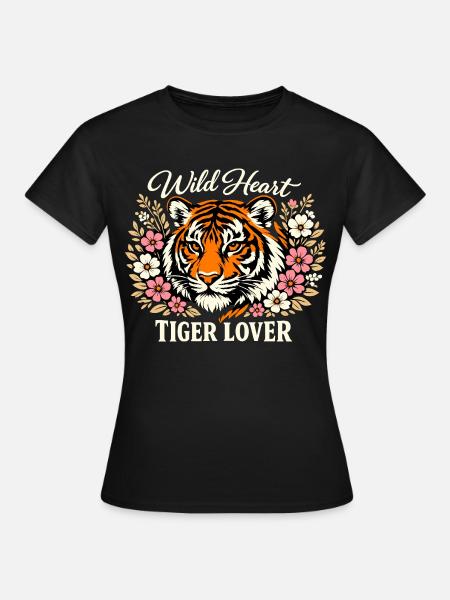 Wild Heart Tiger - Frauen T-Shirt - Schwarz
