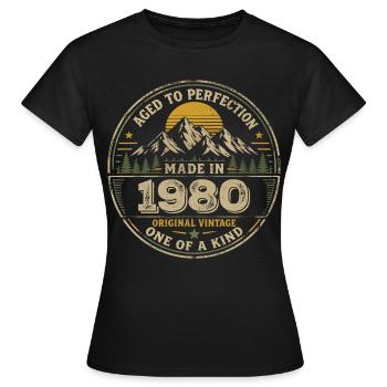1980 Fête Anniversaire 1980 - Né en 1980 - T-shirt Femme - noir - Devant - AI Model Female 172 dark (172cm)