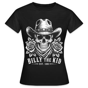 Billy the Kid Cowboy Skull Roses 1881 - Women's T-Shirt - black - Front - AI Model Female 172 dark (172cm)