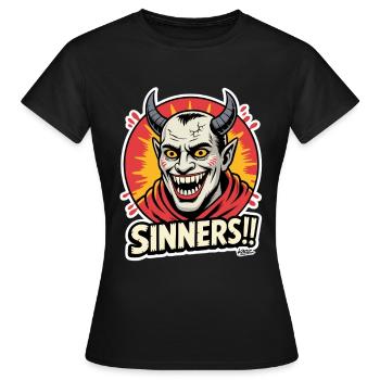 Demonic Grin Sinners Graphic - Women's T-Shirt - black - Front - AI Model Female 172 dark (172cm)